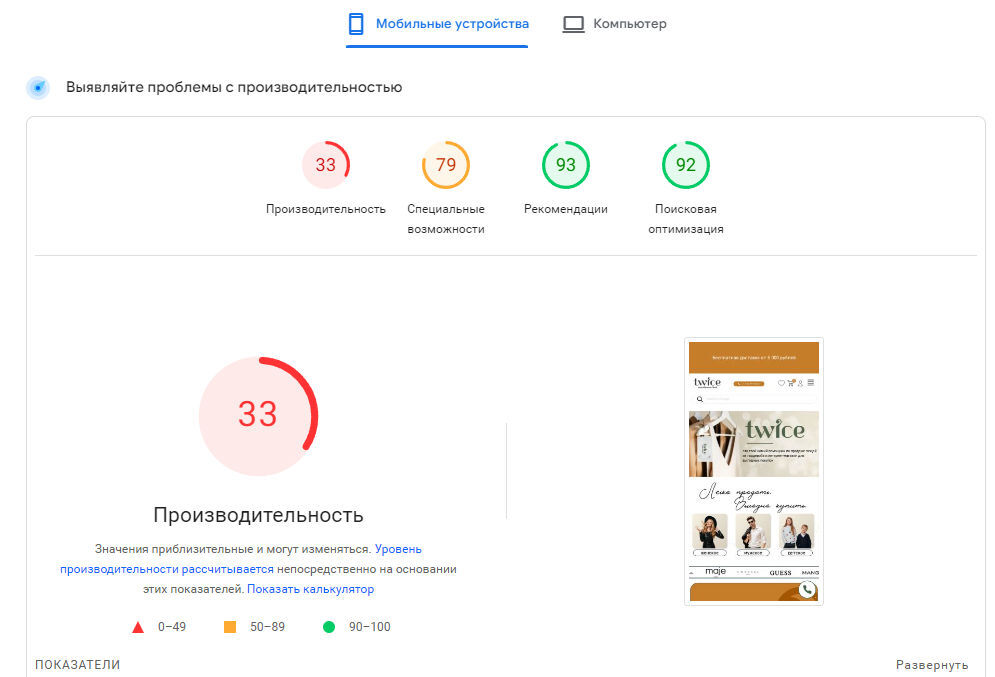 Отчет производительности до работ